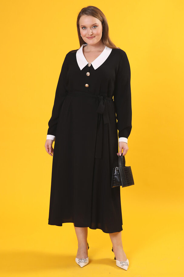 CONTRAST COLLAR VINTAGE DRESS