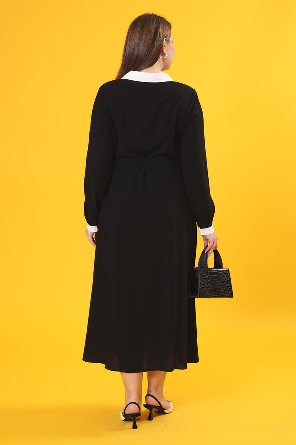 CONTRAST COLLAR VINTAGE DRESS
