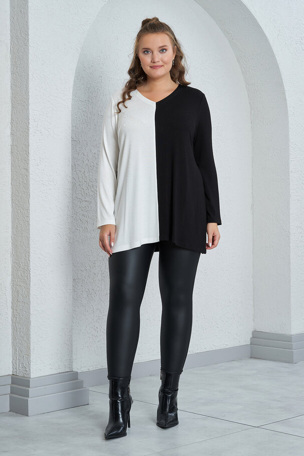 CONTRAST KNIT V-NECK SWEATER