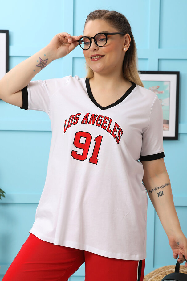 COTTON CONTRAST SLOGAN T-SHIRT