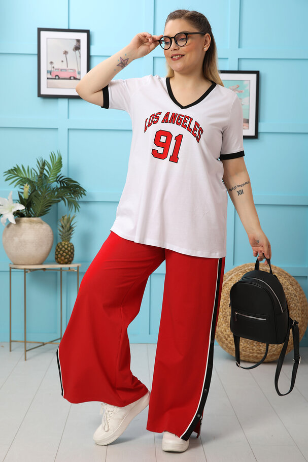 COTTON CONTRAST SLOGAN T-SHIRT