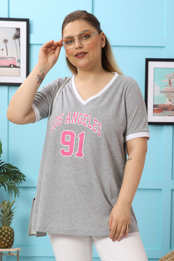 COTTON CONTRAST SLOGAN T-SHIRT