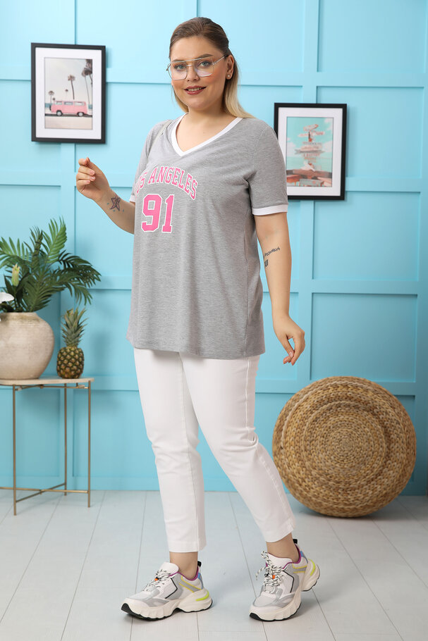 COTTON CONTRAST SLOGAN T-SHIRT