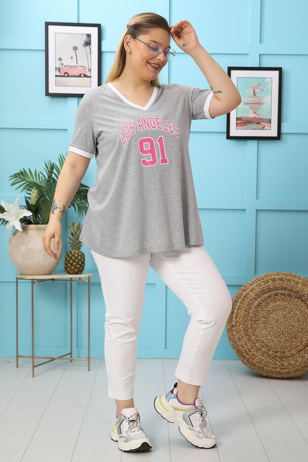 COTTON CONTRAST SLOGAN T-SHIRT