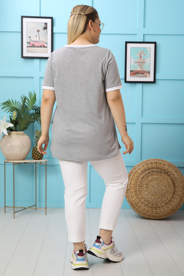 COTTON CONTRAST SLOGAN T-SHIRT