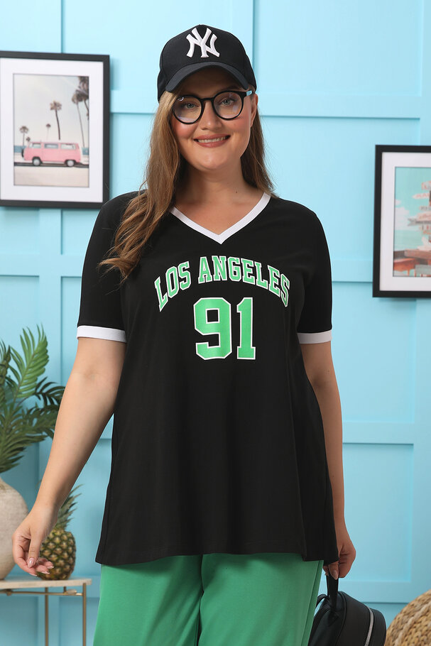 COTTON CONTRAST SLOGAN T-SHIRT