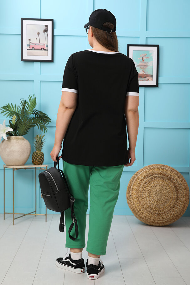 COTTON CONTRAST SLOGAN T-SHIRT