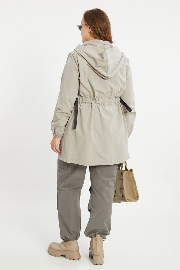 COTTON MIXED PARKA WITH TIE DETAIL