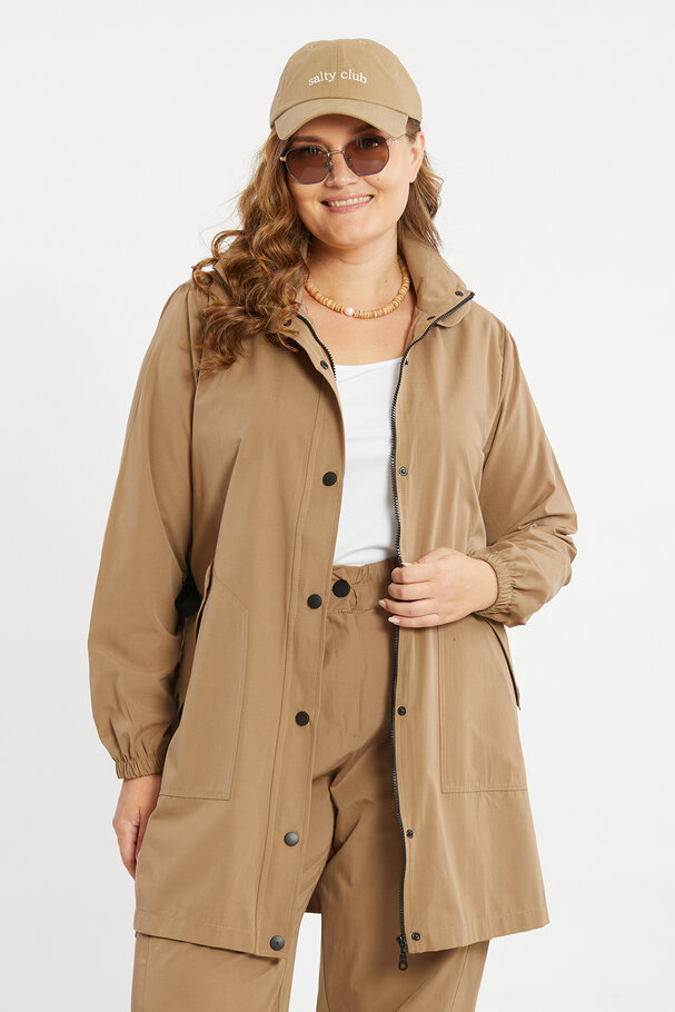 COTTON MIXED PARKA WITH TIE DETAIL