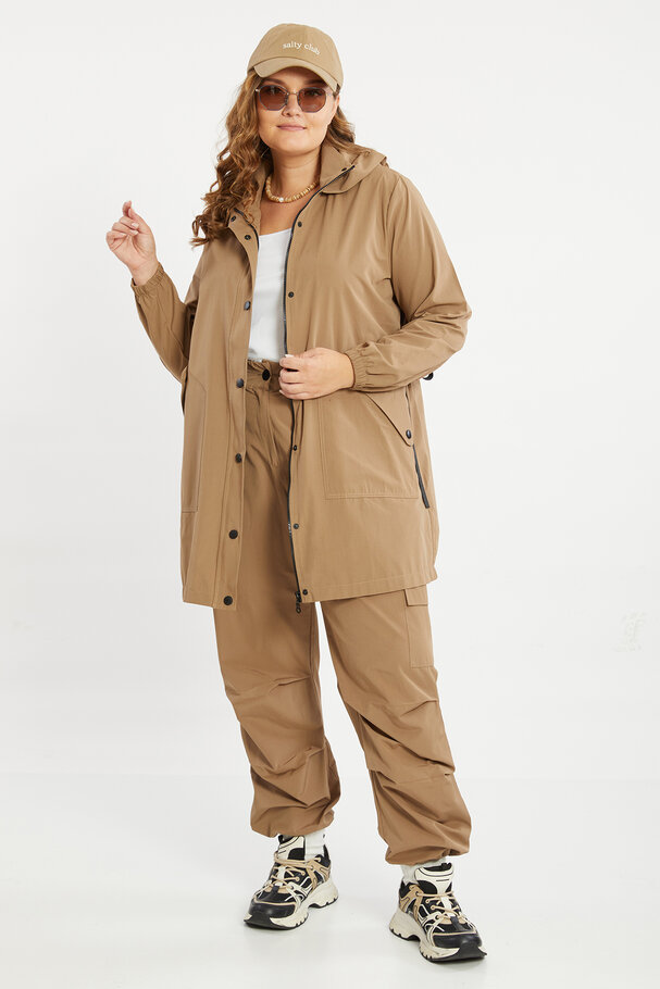COTTON MIXED PARKA WITH TIE DETAIL