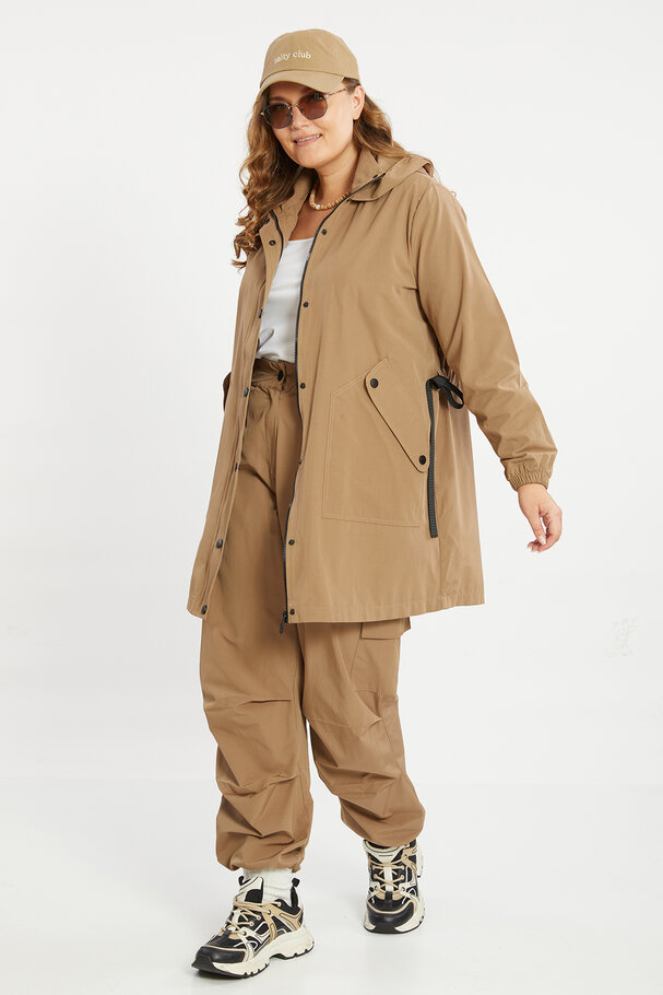 COTTON MIXED PARKA WITH TIE DETAIL