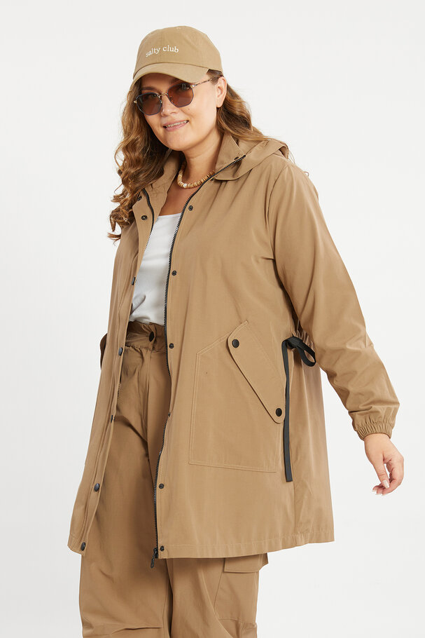 COTTON MIXED PARKA WITH TIE DETAIL