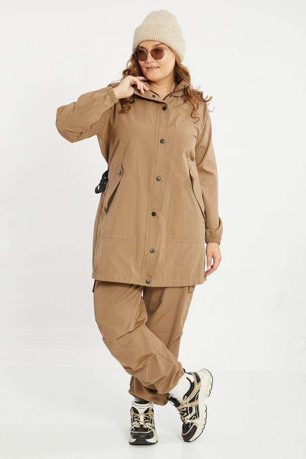 COTTON MIXED PARKA WITH TIE DETAIL