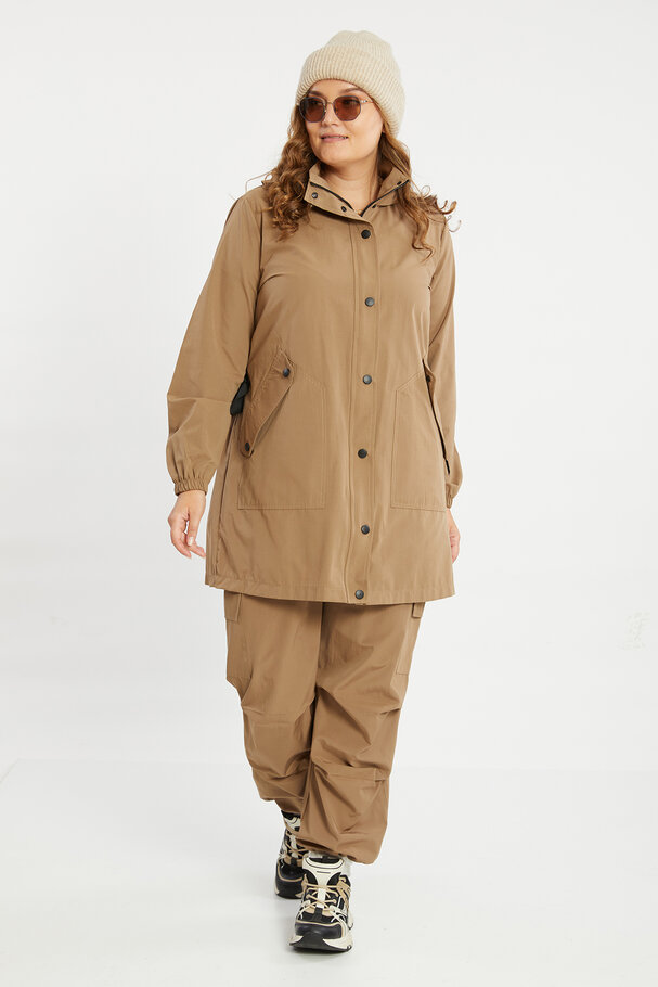 COTTON MIXED PARKA WITH TIE DETAIL