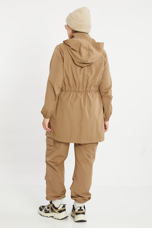 COTTON MIXED PARKA WITH TIE DETAIL