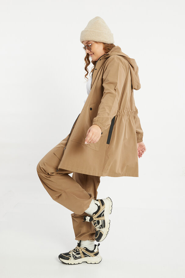 COTTON MIXED PARKA WITH TIE DETAIL