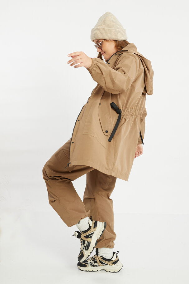 COTTON MIXED PARKA WITH TIE DETAIL
