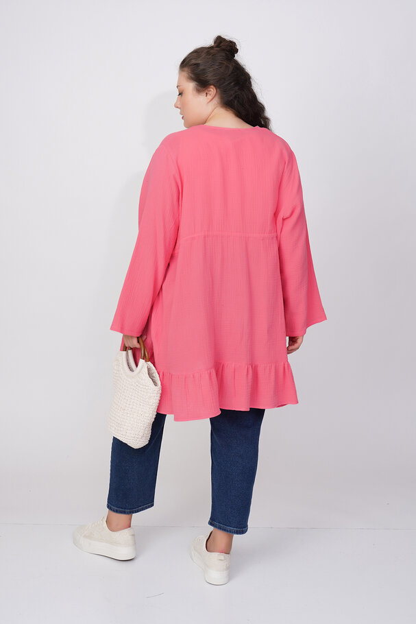 COTTON PAREO WITH COLORFUL FEATHERS