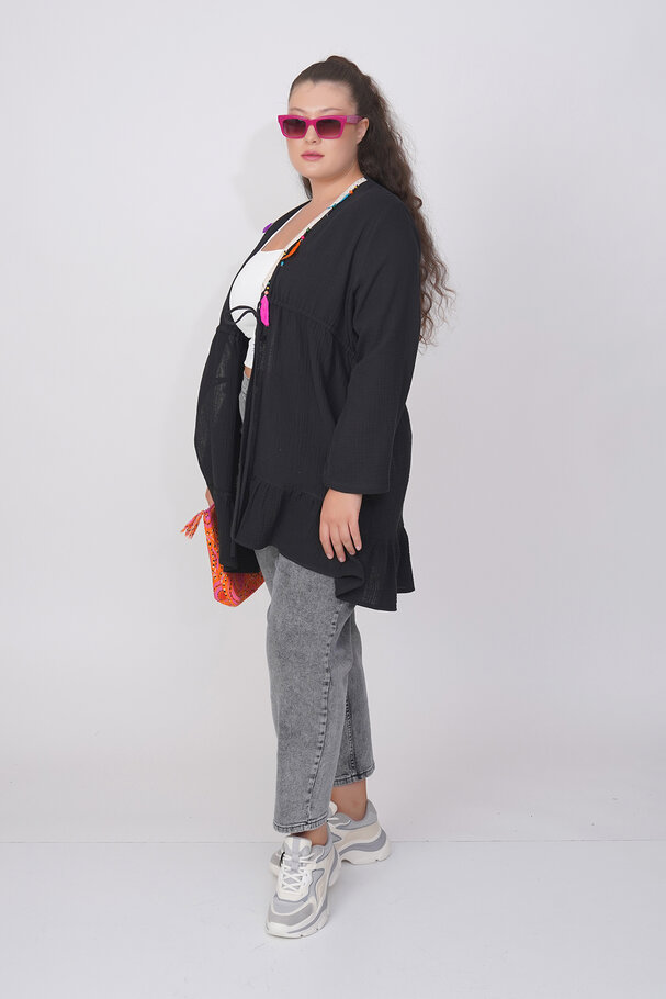 COTTON PAREO WITH COLORFUL FEATHERS