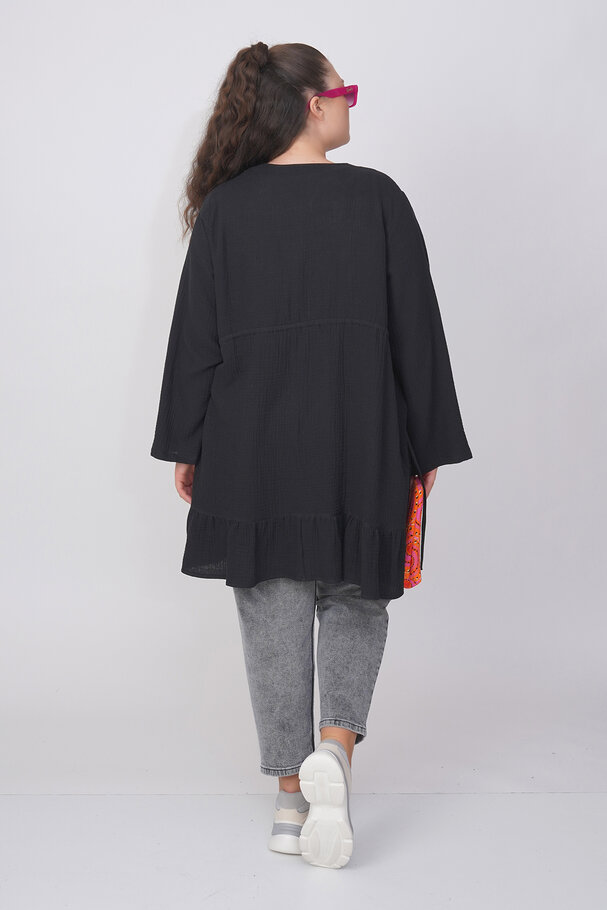 COTTON PAREO WITH COLORFUL FEATHERS
