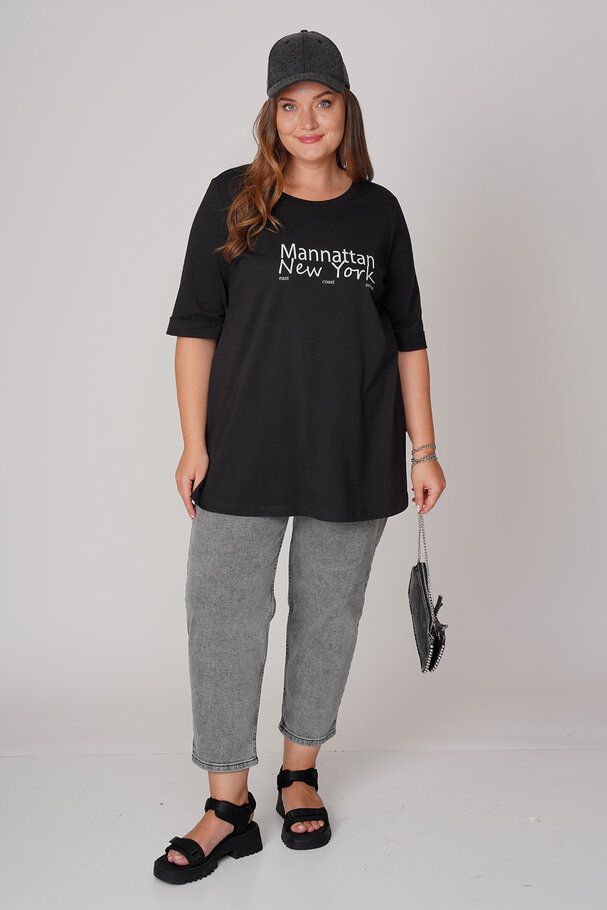 COTTON T-SHIRT WITH CONTRAST SLOGAN