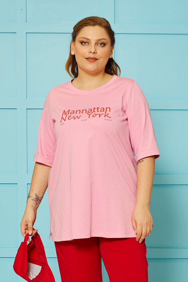 COTTON T-SHIRT WITH CONTRAST SLOGAN