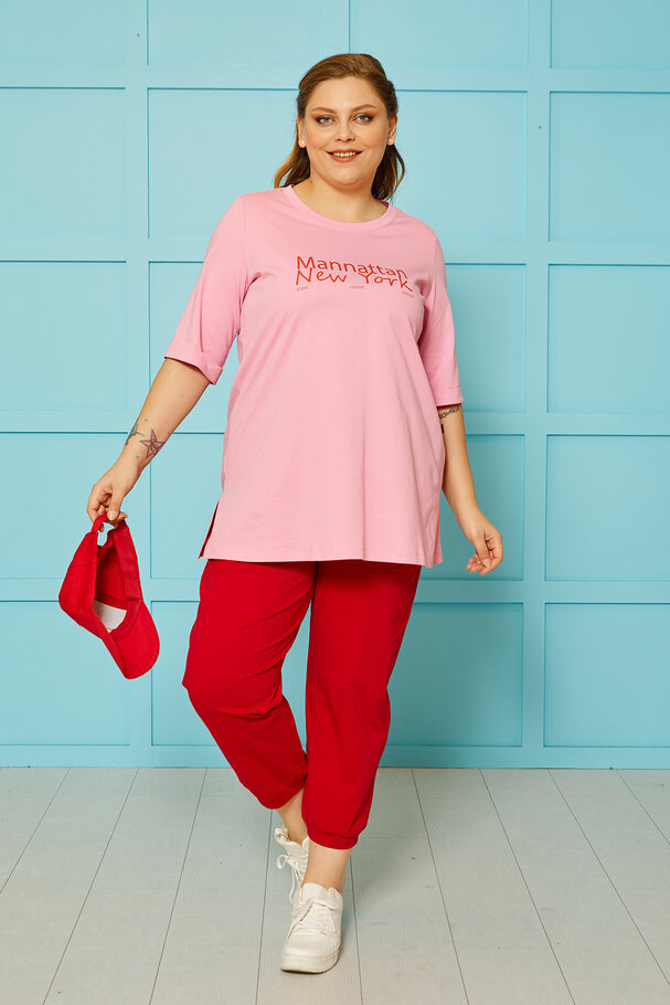 COTTON T-SHIRT WITH CONTRAST SLOGAN