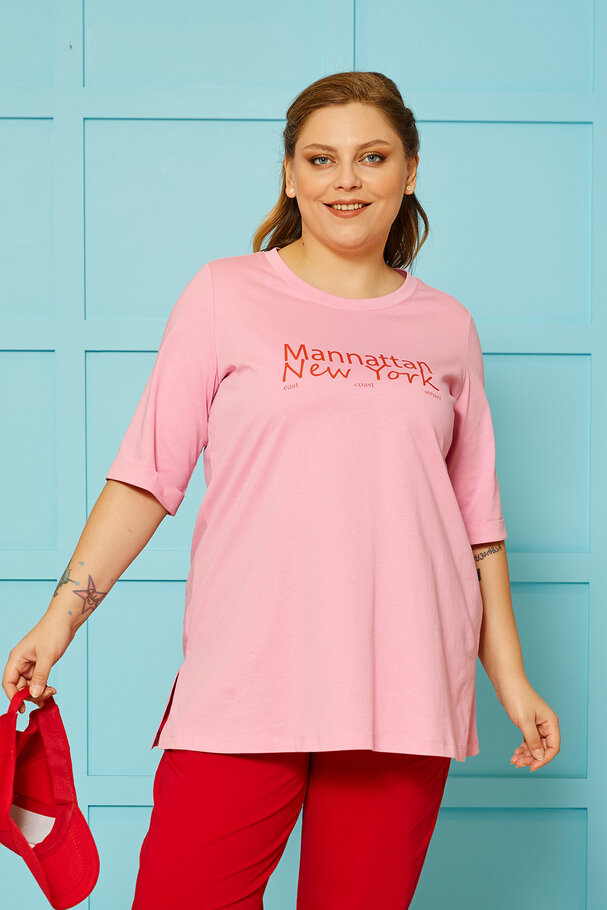COTTON T-SHIRT WITH CONTRAST SLOGAN