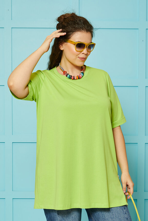 COTTON T-SHIRT WITH SIDE ZIP DETAIL