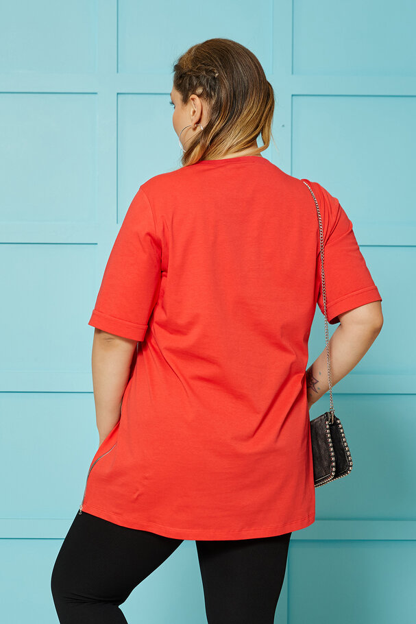 COTTON T-SHIRT WITH SIDE ZIP DETAIL