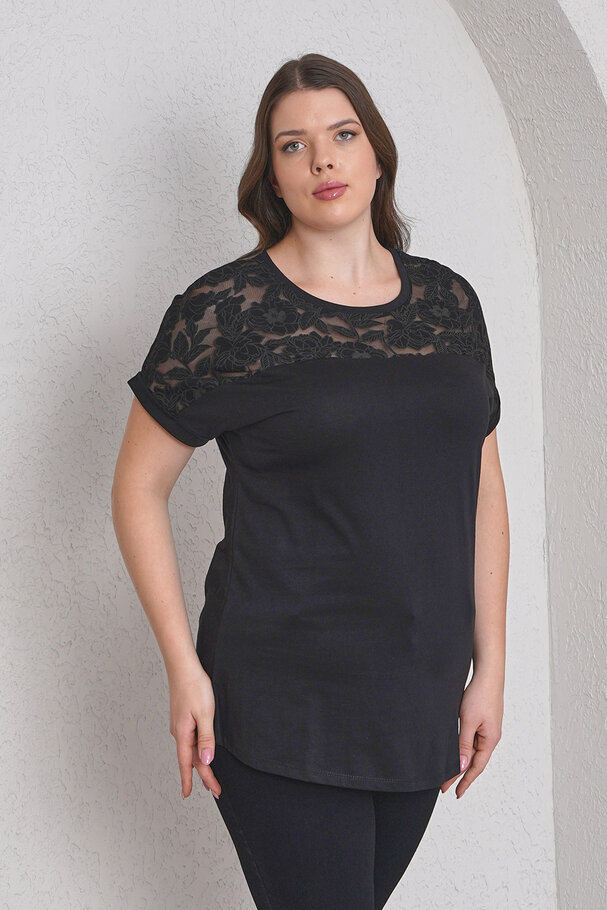 DANTEL DETAYLI PAMUK TİŞÖRT