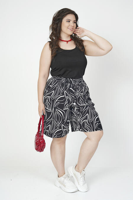  - DESENLİ KONTRAST RENKLİ VİSKOZ ŞORT (1)