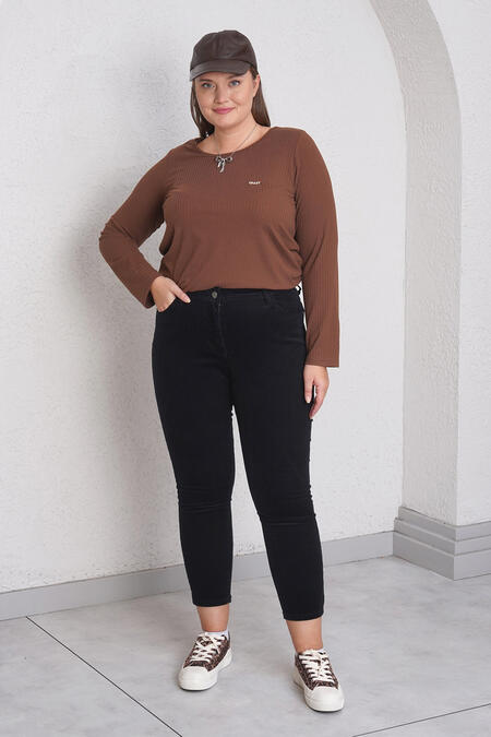 Büyük Moda - DÜZ KESİM KADİFE PANTOLON Büyük Moda - DÜZ KESİM KADİFE PANTOLON