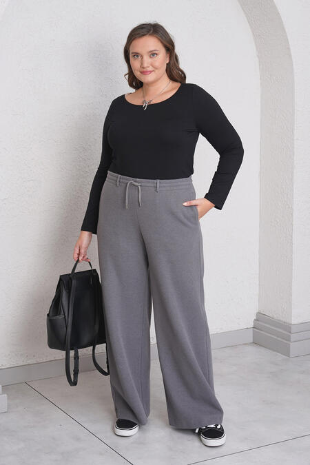 Büyük Moda - DÜZ KESİM TRİKO PANTOLON Büyük Moda - DÜZ KESİM TRİKO PANTOLON