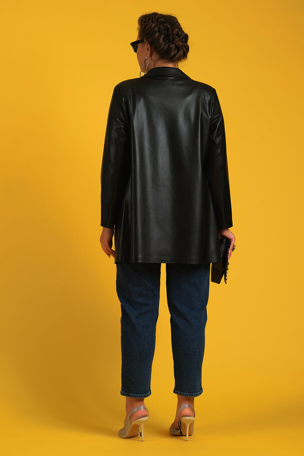 FAUX LEATHER BLAZER