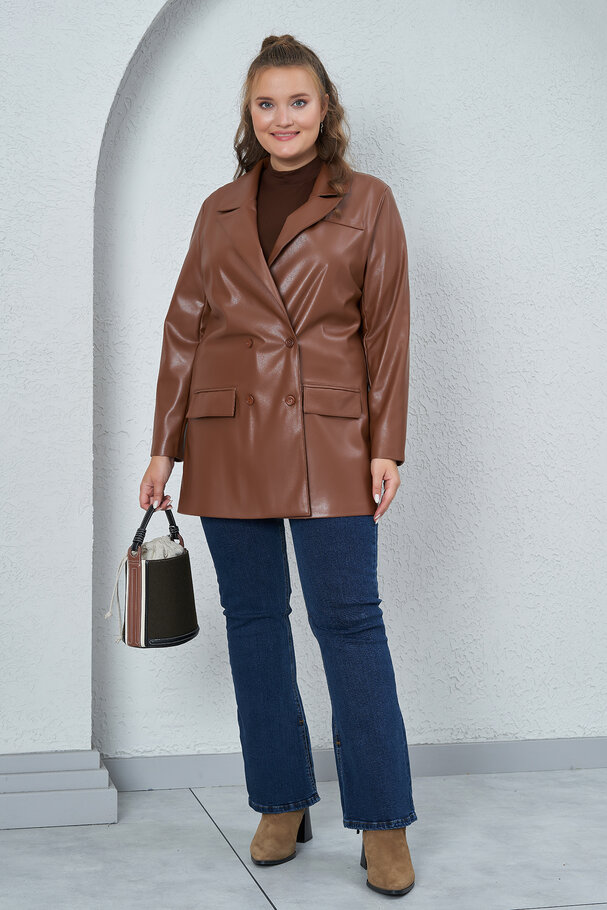 FAUX LEATHER BLAZER