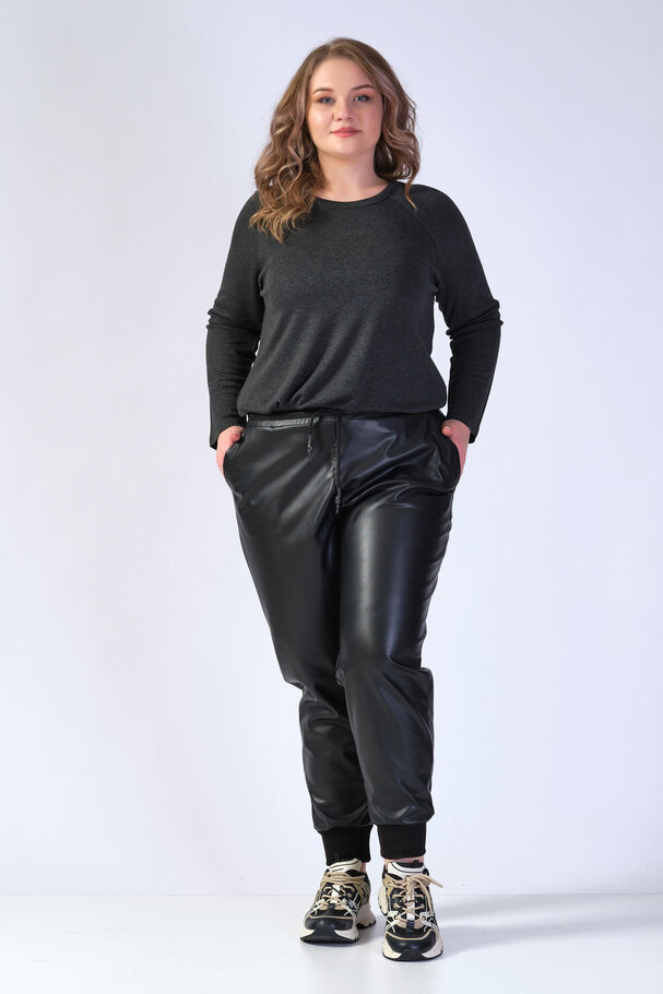 FAUX LEATHER JOGGING TROUSERS