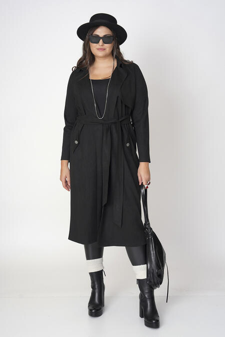 Büyük Moda - FAUX SUEDE TRENCH COAT (1) Büyük Moda - FAUX SUEDE TRENCH COAT (1)