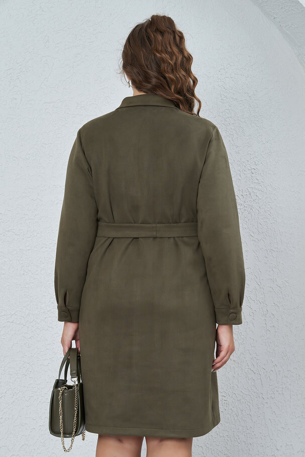 FAUX SUEDE SHIRT DRESS