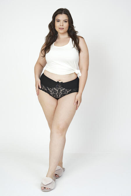 54797 - FİYONK VE DANTEL DETAYLI PAMUKLU KÜLOT