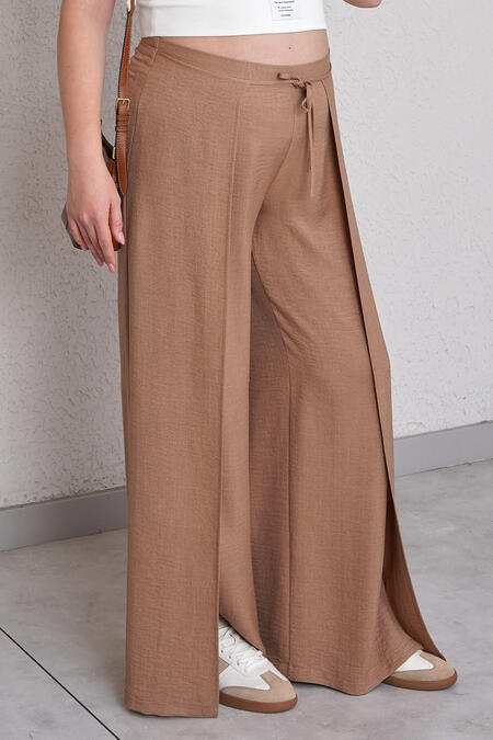 Büyük Moda - FLAMLI KETEN PAREO PANTOLON (1)