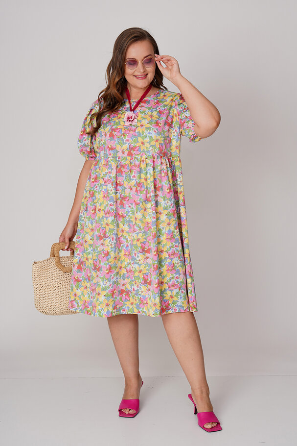 FLORAL PRINT DRAPED DRESS