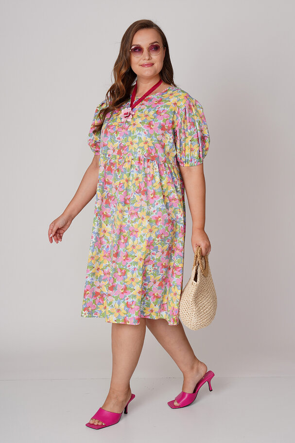 FLORAL PRINT DRAPED DRESS