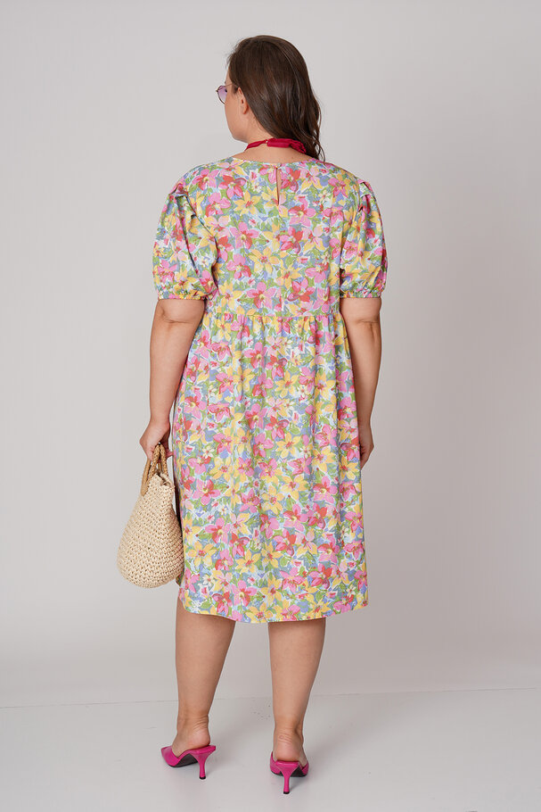 FLORAL PRINT DRAPED DRESS