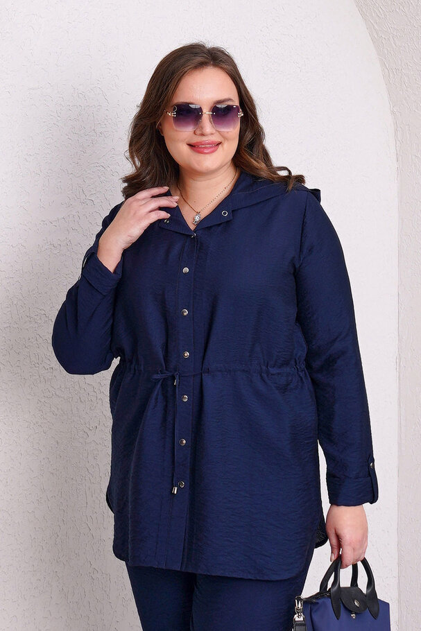 FLOWY DRAWSTRING HOODED JACKET