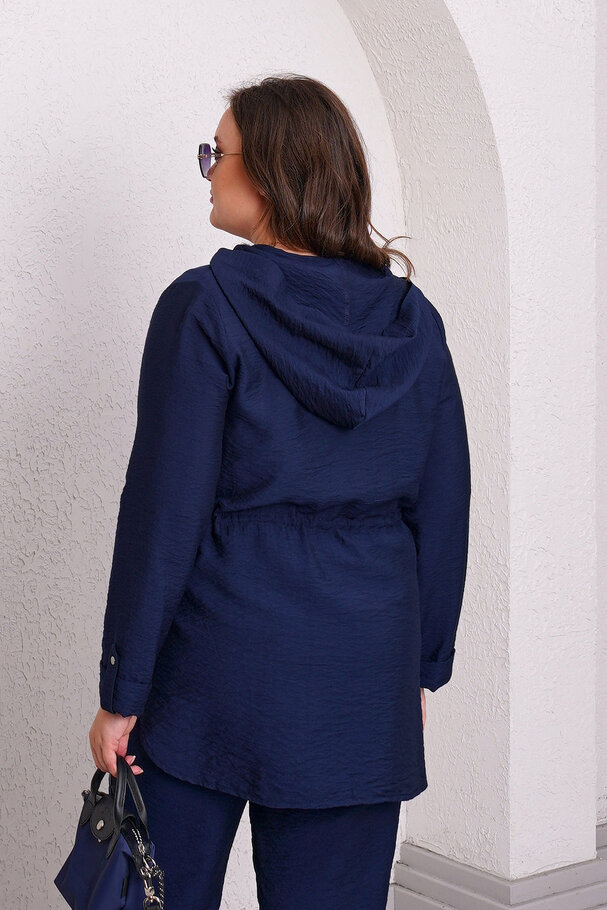 FLOWY DRAWSTRING HOODED JACKET