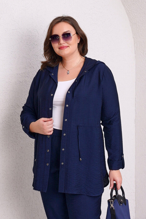 FLOWY DRAWSTRING HOODED JACKET