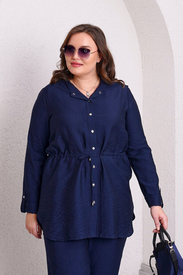 FLOWY DRAWSTRING HOODED JACKET