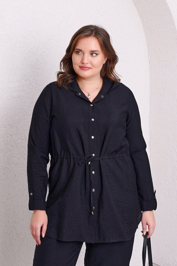 FLOWY DRAWSTRING HOODED JACKET