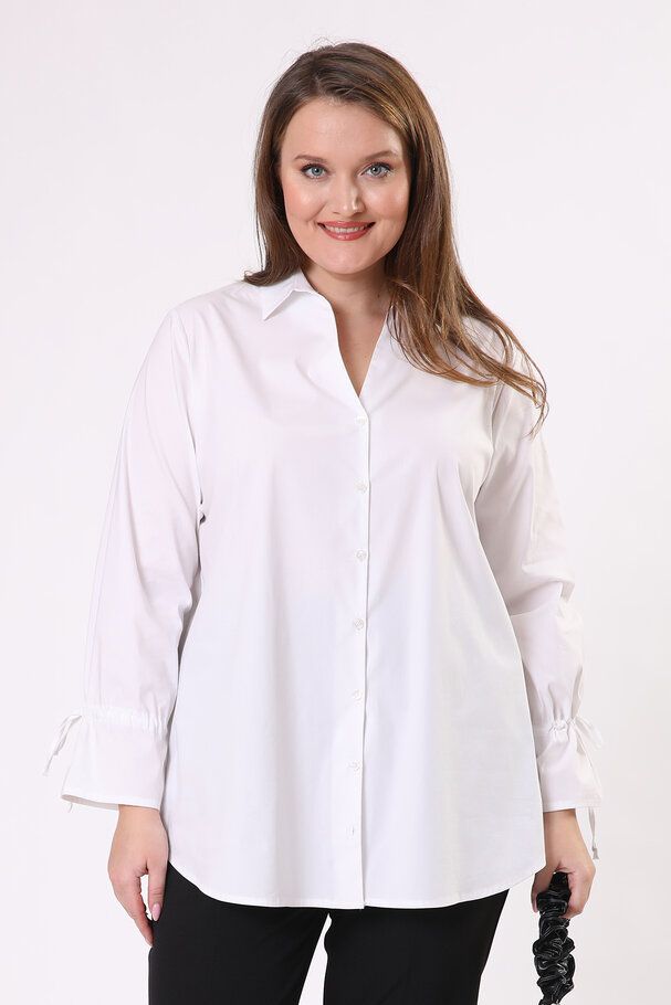 GATHERED-CUFF POPLIN SHIRT